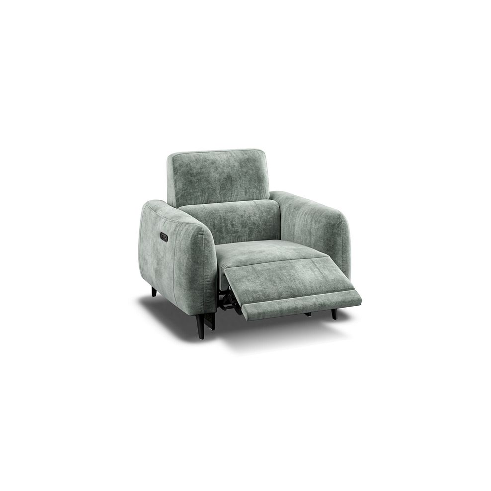 Juliette Recliner Armchair With Power Headrest in Descent Pewter Fabric 2