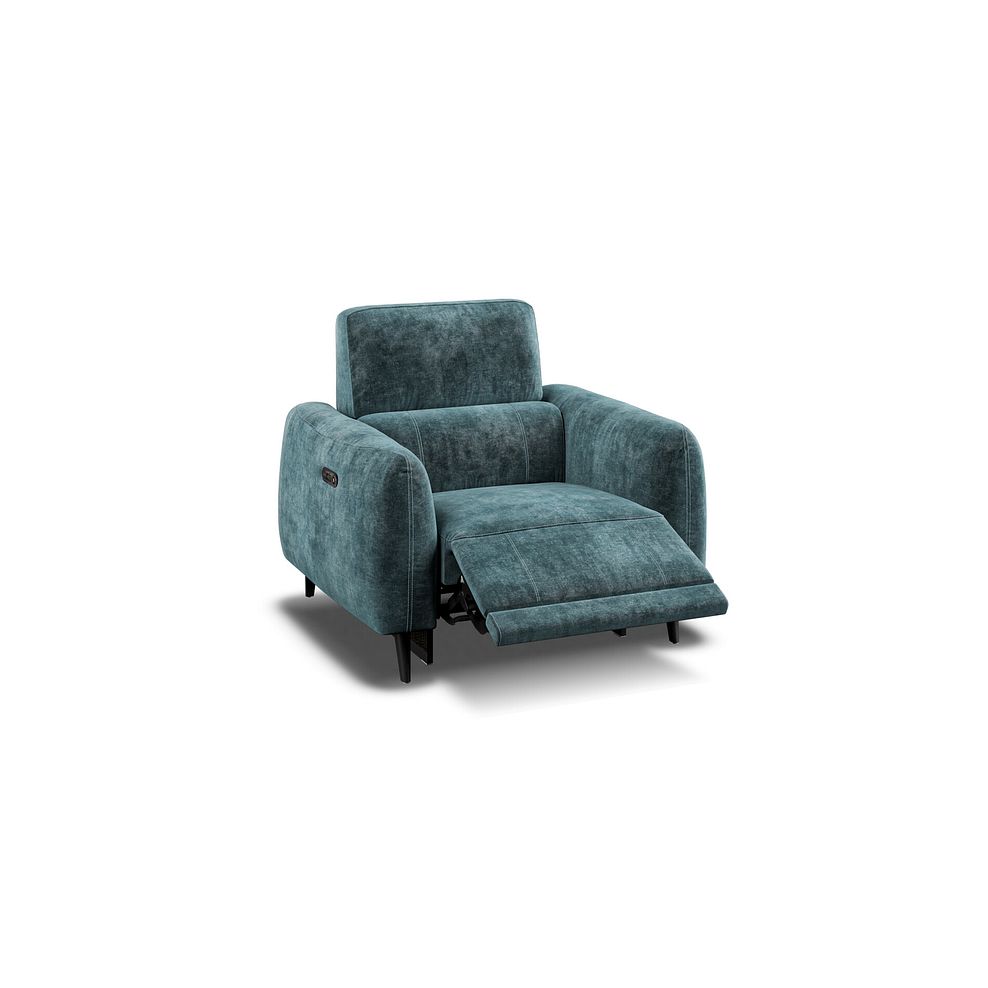 Juliette Recliner Armchair With Power Headrest in Descent Blue Fabric Thumbnail 3