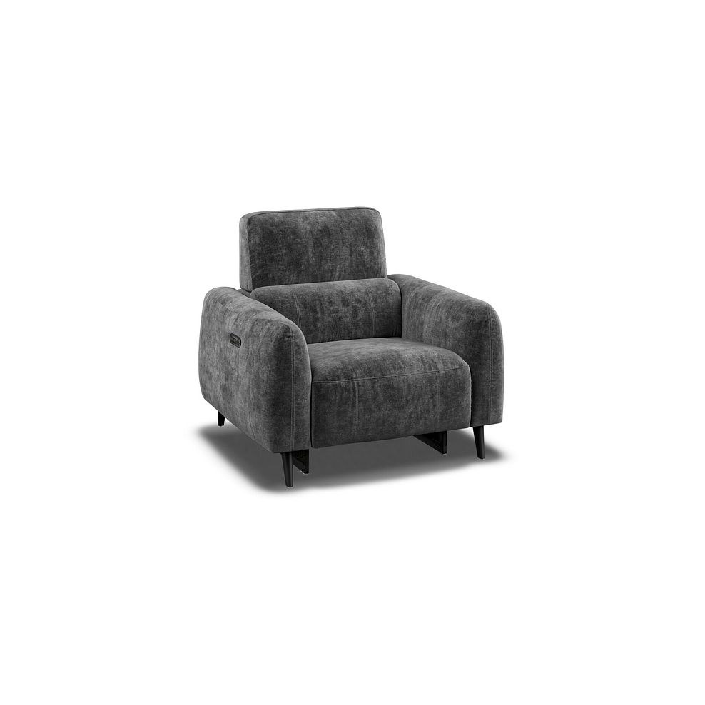 Juliette Recliner Armchair With Power Headrest in Descent Charcoal Fabric Thumbnail 1