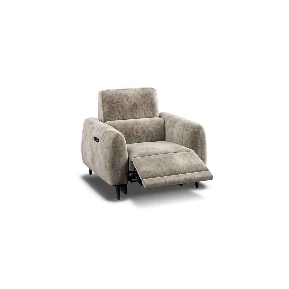 Juliette Recliner Armchair With Power Headrest in Descent Taupe Fabric Thumbnail 3
