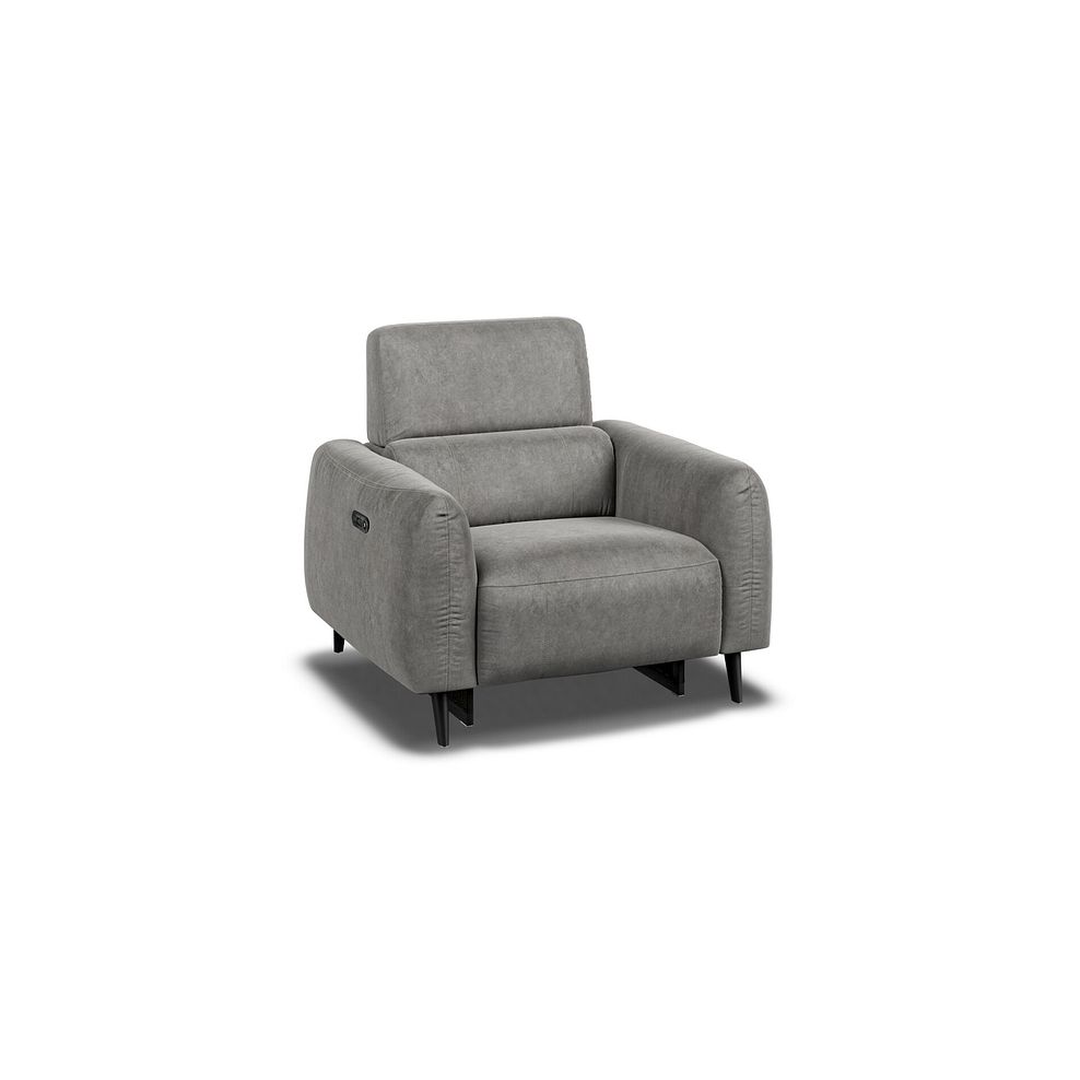 Juliette Recliner Armchair With Power Headrest in Maldives Dark Grey Fabric