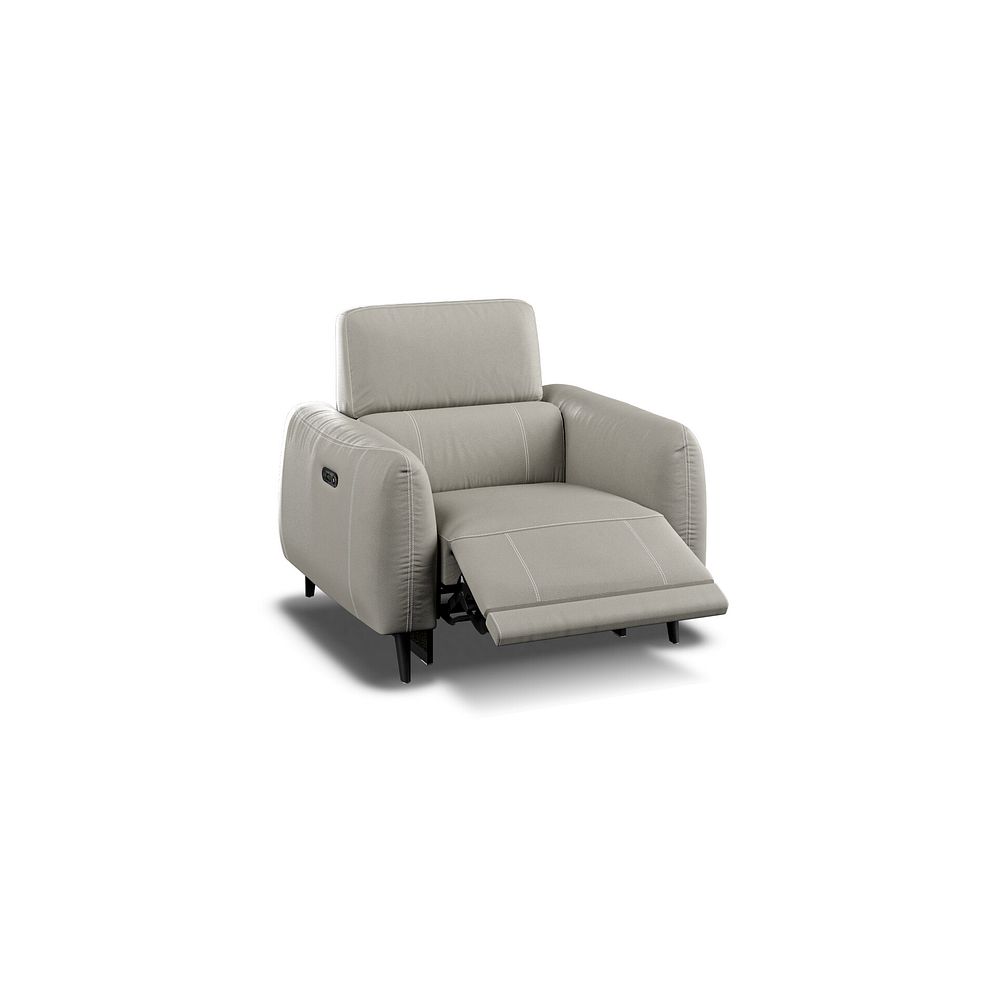 Juliette Recliner Armchair With Power Headrest in Taupe Leather Thumbnail 3