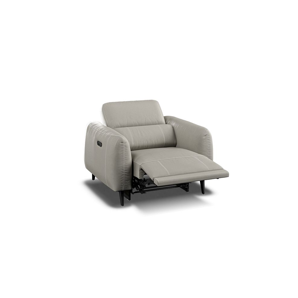 Juliette Recliner Armchair With Power Headrest in Taupe Leather Thumbnail 4
