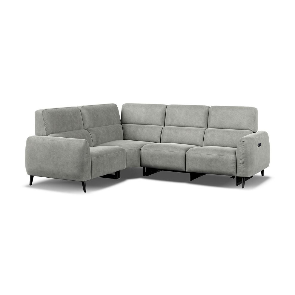 Juliette Right Hand Corner Sofa With One Recliner and Power Headrest in Billy Joe Dove Grey Fabric Thumbnail 1
