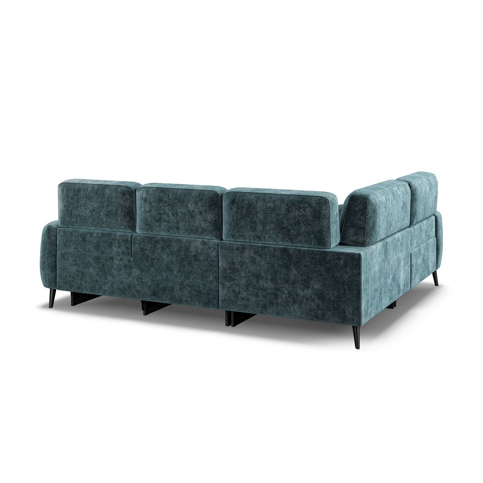 Juliette Right Hand Corner Sofa With One Recliner and Power Headrest in Descent Blue Fabric 4