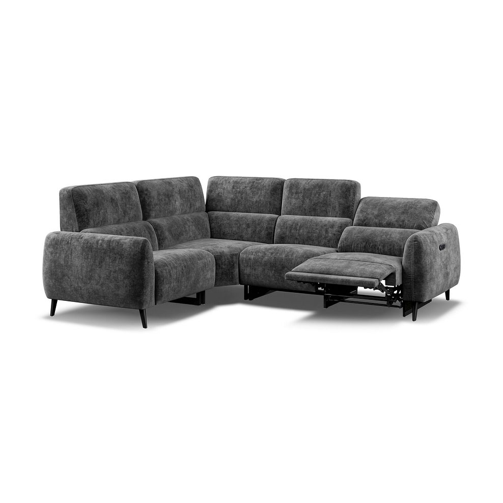 Juliette Right Hand Corner Sofa With One Recliner and Power Headrest in Descent Charcoal Fabric 3