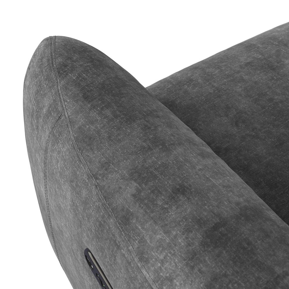 Juliette Right Hand Corner Sofa With One Recliner and Power Headrest in Descent Charcoal Fabric 8