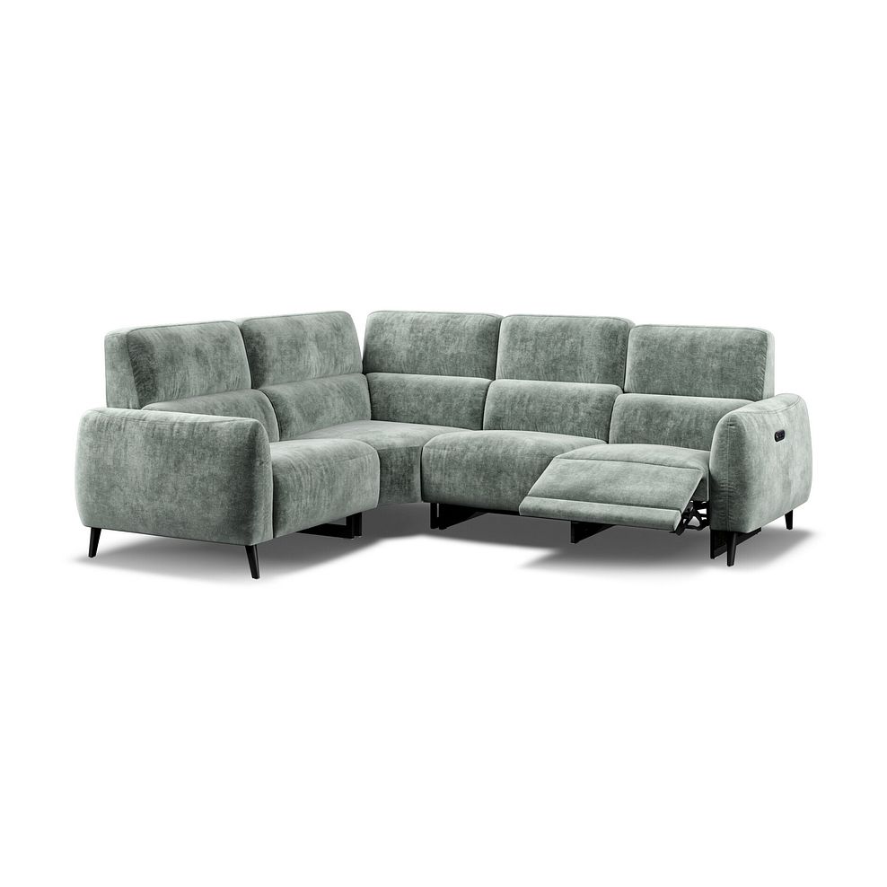 Juliette Right Hand Corner Sofa With One Recliner and Power Headrest in Descent Pewter Fabric 2