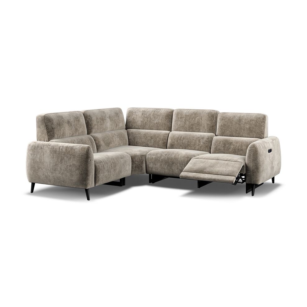 Juliette Right Hand Corner Sofa With One Recliner and Power Headrest in Descent Taupe Fabric 5