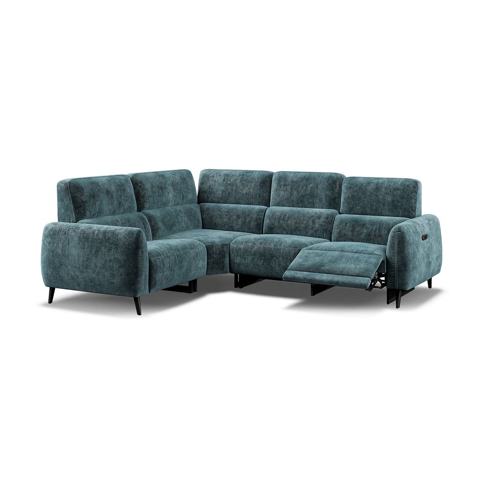 Juliette Right Hand Corner Sofa With One Recliner and Power Headrest in Descent Blue Fabric Thumbnail 3