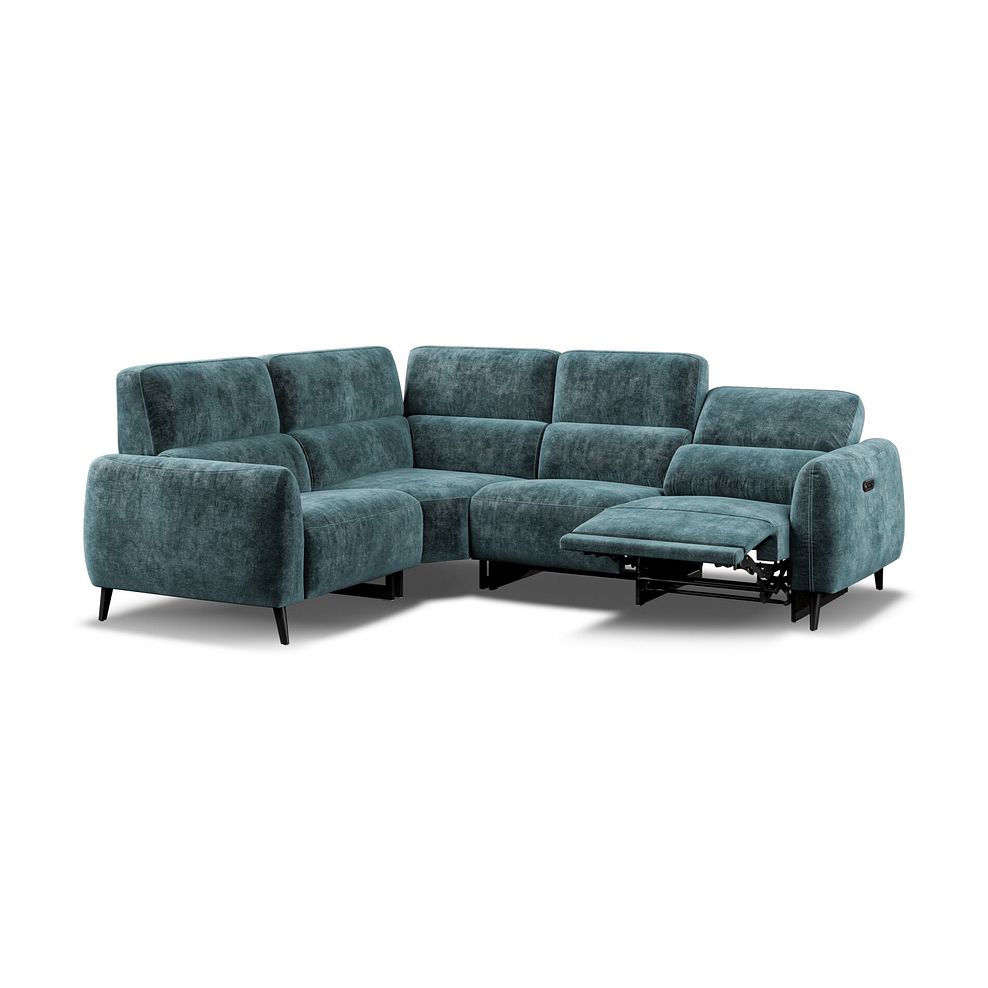 Juliette Right Hand Corner Sofa With One Recliner and Power Headrest in Descent Blue Fabric Thumbnail 4