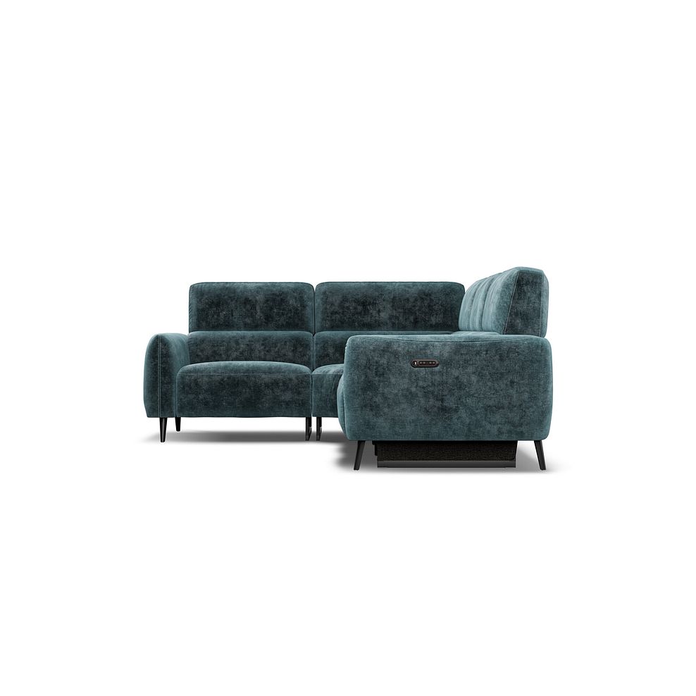 Juliette Right Hand Corner Sofa With One Recliner and Power Headrest in Descent Blue Fabric 6