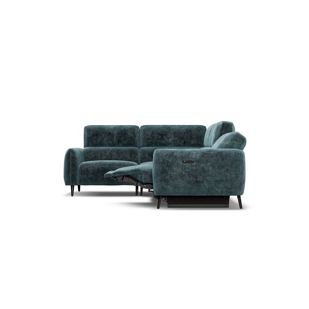 Juliette Right Hand Corner Sofa With One Recliner and Power Headrest in Descent Blue Fabric 7