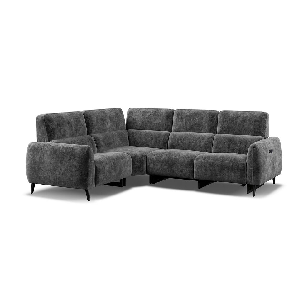 Juliette Right Hand Corner Sofa With One Recliner and Power Headrest in Descent Charcoal Fabric Thumbnail 1