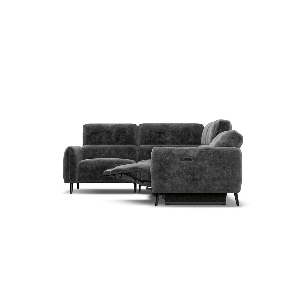 Juliette Right Hand Corner Sofa With One Recliner and Power Headrest in Descent Charcoal Fabric 7