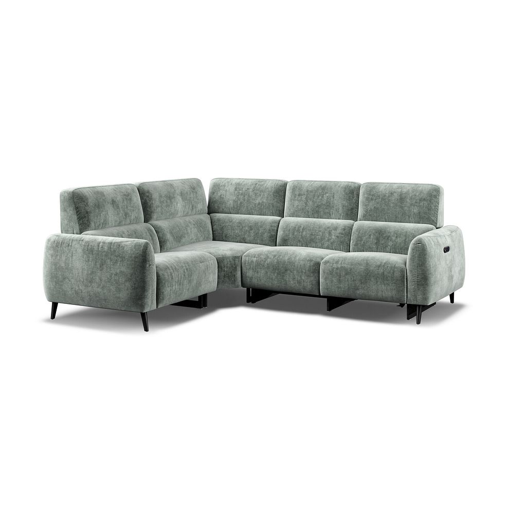 Juliette Right Hand Corner Sofa With One Recliner and Power Headrest in Descent Pewter Fabric