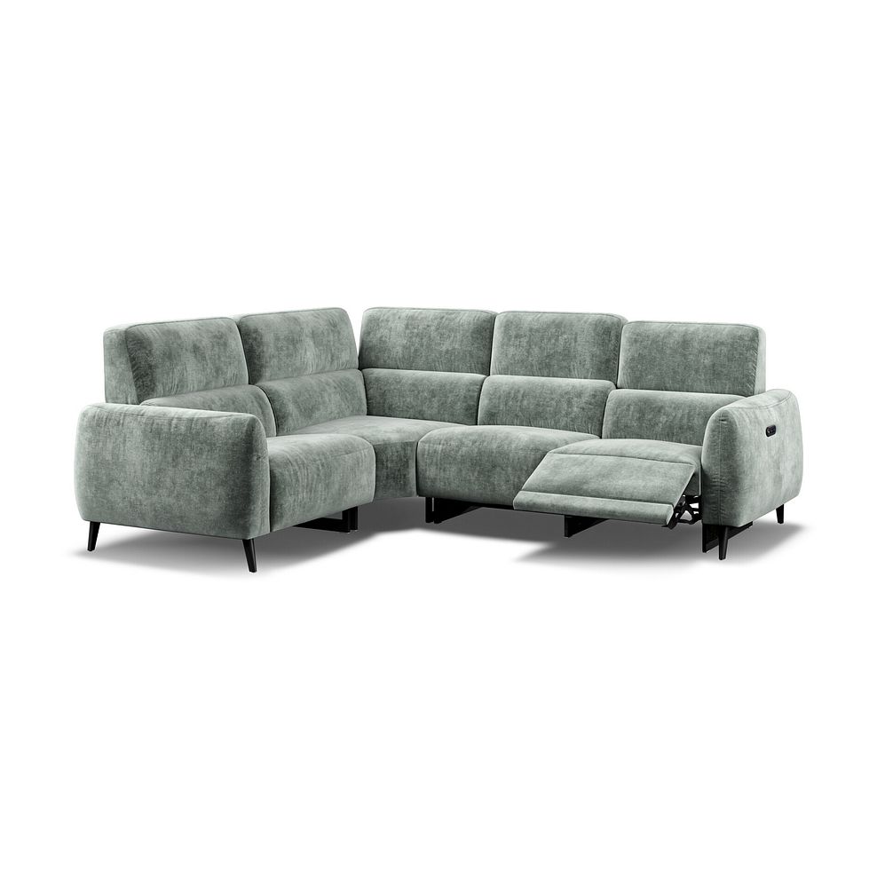 Juliette Right Hand Corner Sofa With One Recliner and Power Headrest in Descent Pewter Fabric Thumbnail 3