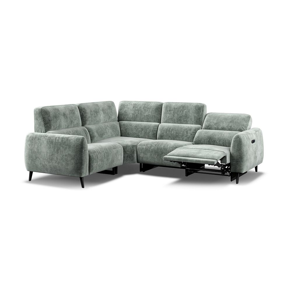 Juliette Right Hand Corner Sofa With One Recliner and Power Headrest in Descent Pewter Fabric 4