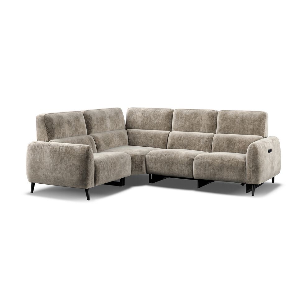 Juliette Right Hand Corner Sofa With One Recliner and Power Headrest in Descent Taupe Fabric