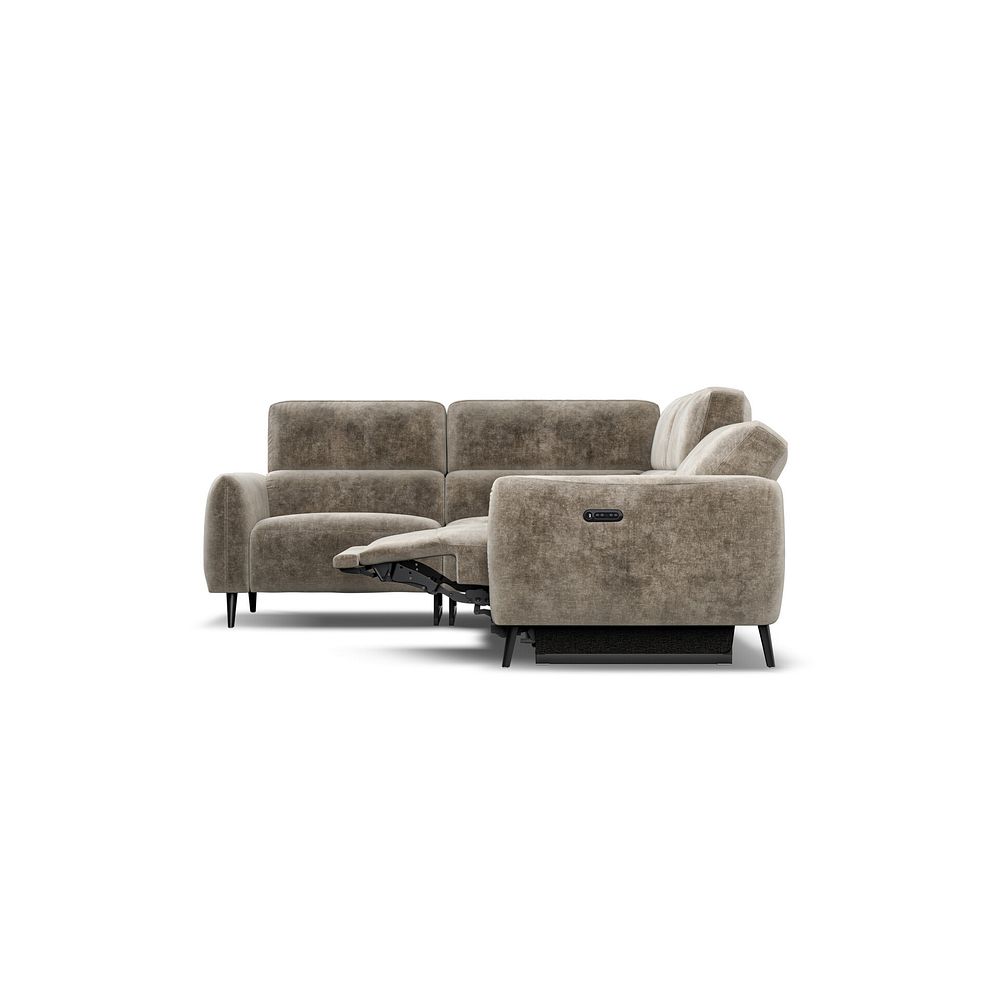 Juliette Right Hand Corner Sofa With One Recliner and Power Headrest in Descent Taupe Fabric 7