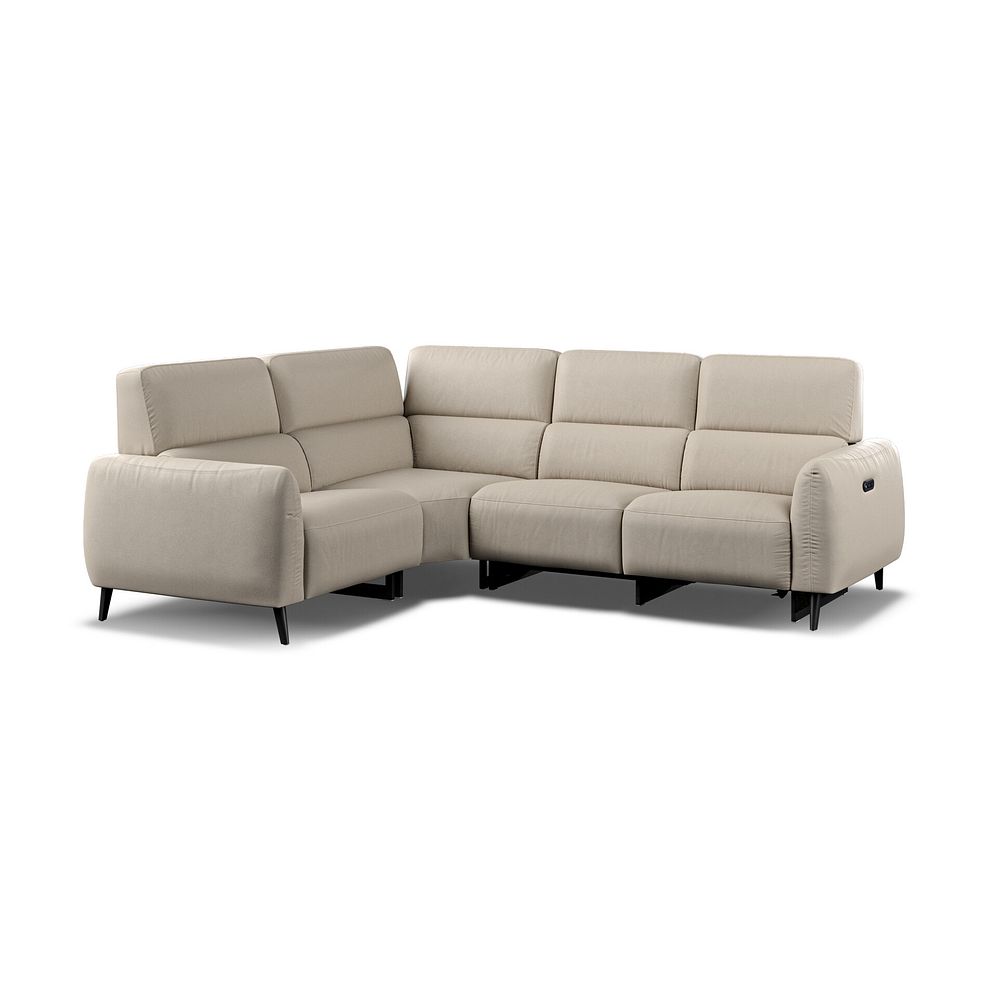 Juliette Right Hand Corner Sofa With One Recliner and Power Headrest in Pebble Leather