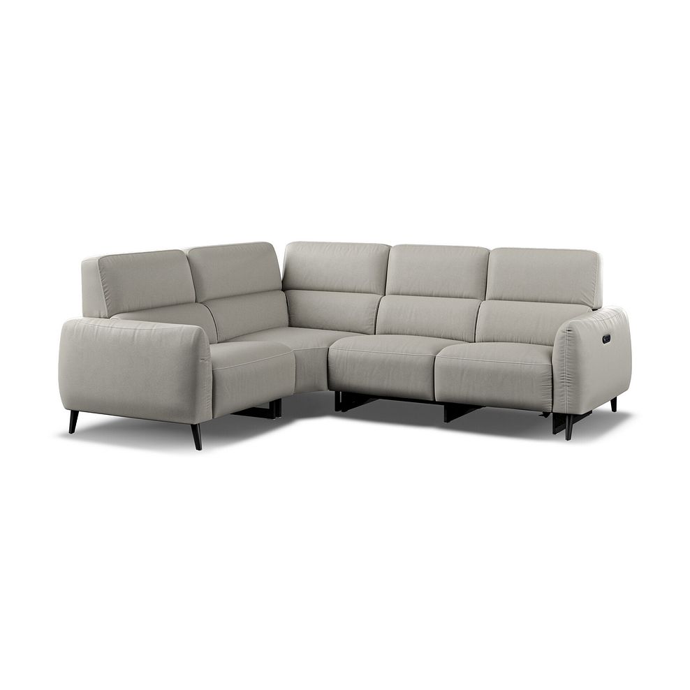 Juliette Right Hand Corner Sofa With One Recliner and Power Headrest in Taupe Leather Thumbnail 1
