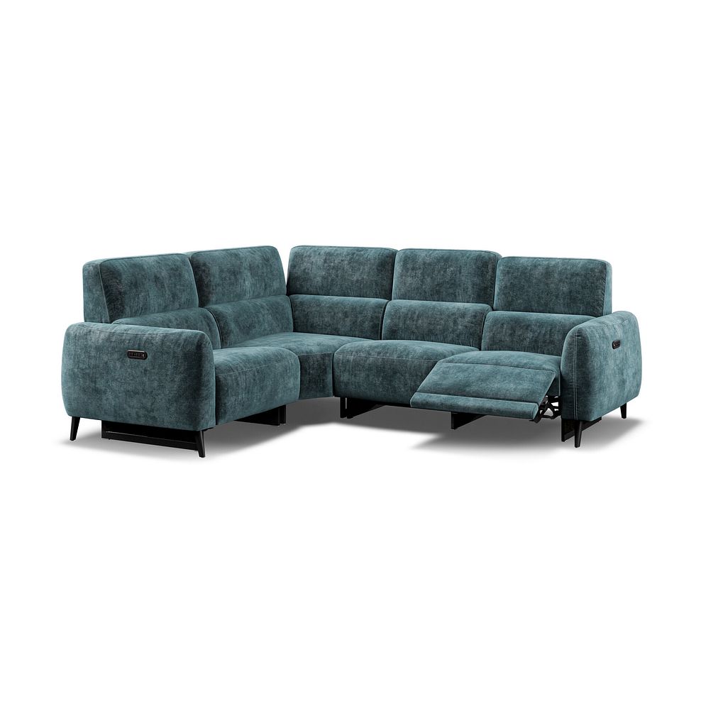 Juliette Right Hand Corner Sofa With Two Recliners and Power Headrest in Descent Blue Fabric 3