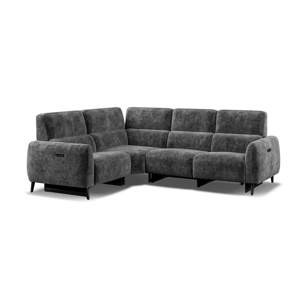 Juliette Right Hand Corner Sofa With Two Recliners and Power Headrest in Descent Charcoal Fabric