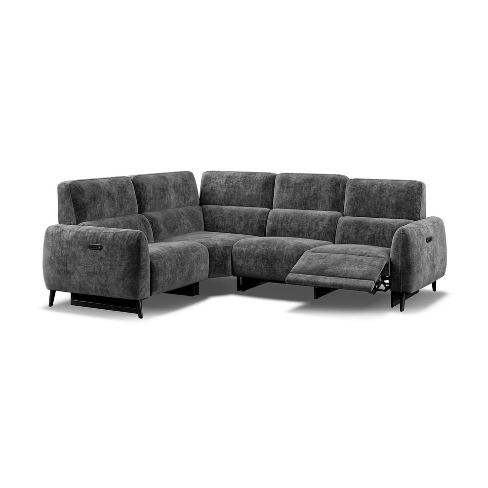 Juliette Right Hand Corner Sofa With Two Recliners and Power Headrest in Descent Charcoal Fabric Thumbnail 3