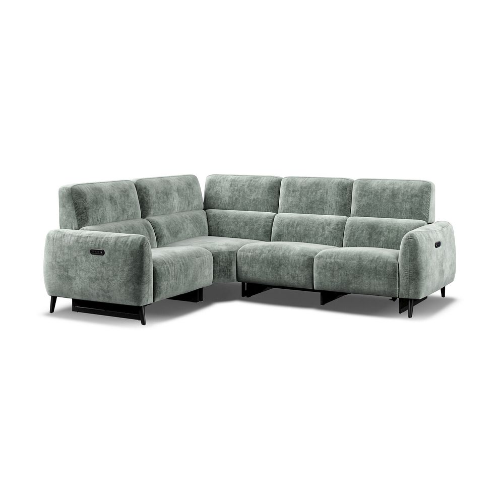 Juliette Right Hand Corner Sofa With Two Recliners and Power Headrest in Descent Pewter Fabric 1