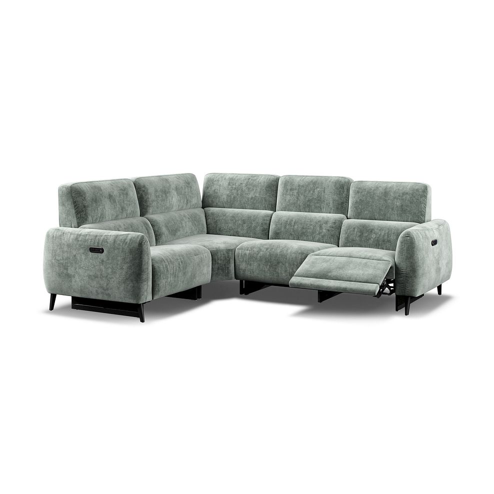 Juliette Right Hand Corner Sofa With Two Recliners and Power Headrest in Descent Pewter Fabric 3