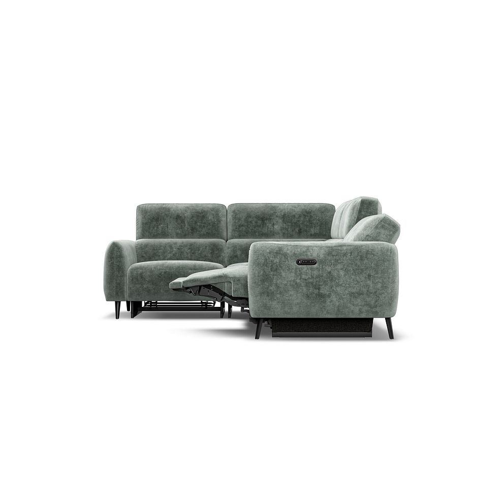 Juliette Right Hand Corner Sofa With Two Recliners and Power Headrest in Descent Pewter Fabric 8