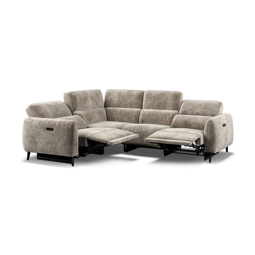 Juliette Right Hand Corner Sofa With Two Recliners and Power Headrest in Descent Taupe Fabric 2