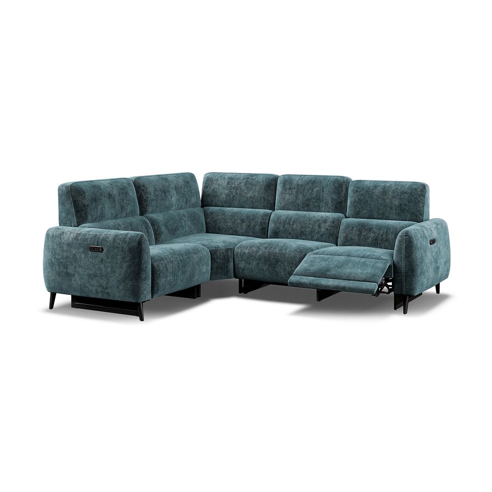 Juliette Right Hand Corner Sofa With Two Recliners and Power Headrest in Descent Blue Fabric Thumbnail 3