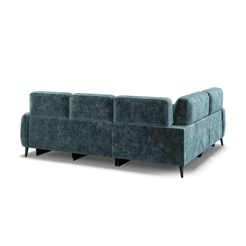 Juliette Right Hand Corner Sofa With Two Recliners and Power Headrest in Descent Blue Fabric 5