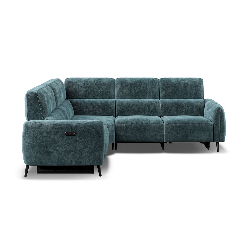 Juliette Right Hand Corner Sofa With Two Recliners and Power Headrest in Descent Blue Fabric 6