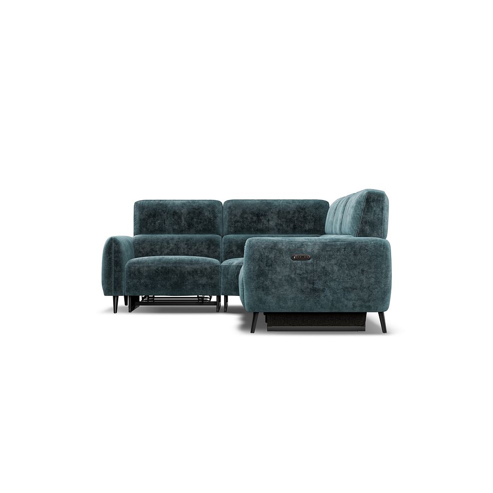 Juliette Right Hand Corner Sofa With Two Recliners and Power Headrest in Descent Blue Fabric 7