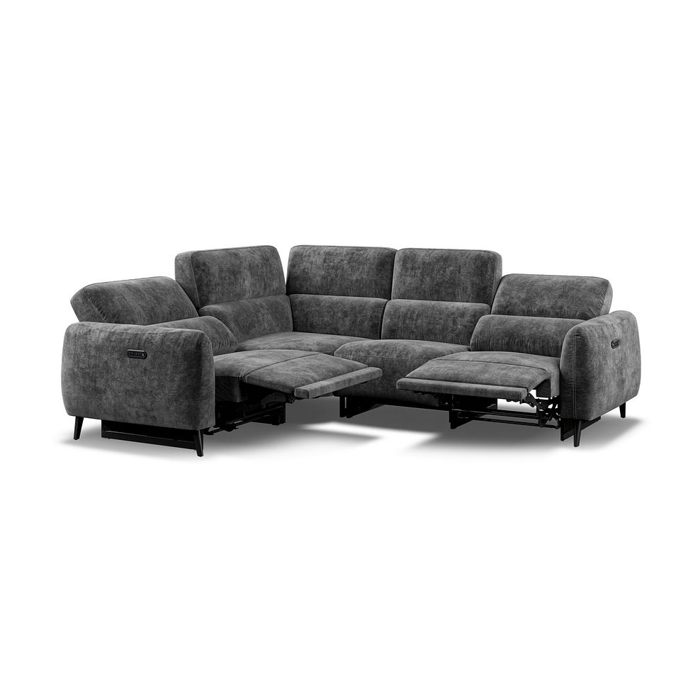 Juliette Right Hand Corner Sofa With Two Recliners and Power Headrest in Descent Charcoal Fabric Thumbnail 2
