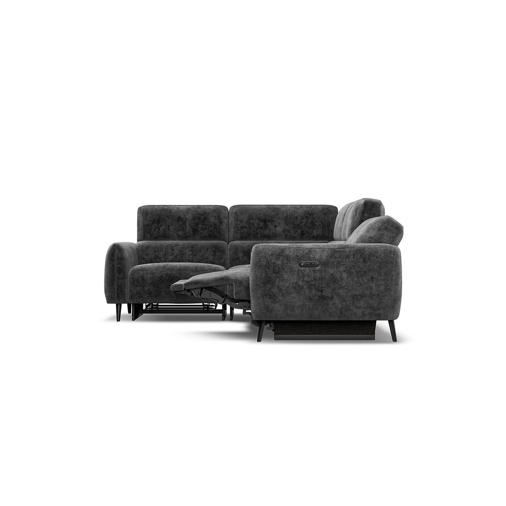 Juliette Right Hand Corner Sofa With Two Recliners and Power Headrest in Descent Charcoal Fabric 8