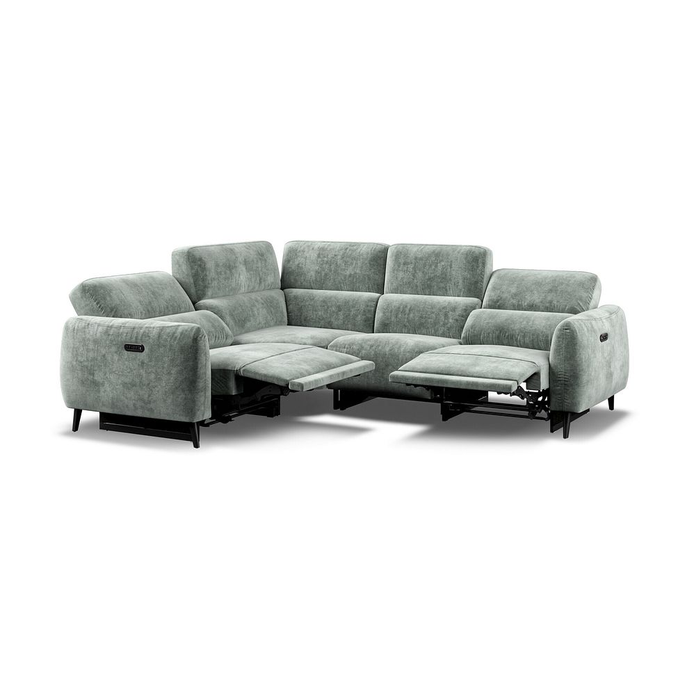 Juliette Right Hand Corner Sofa With Two Recliners and Power Headrest in Descent Pewter Fabric 2