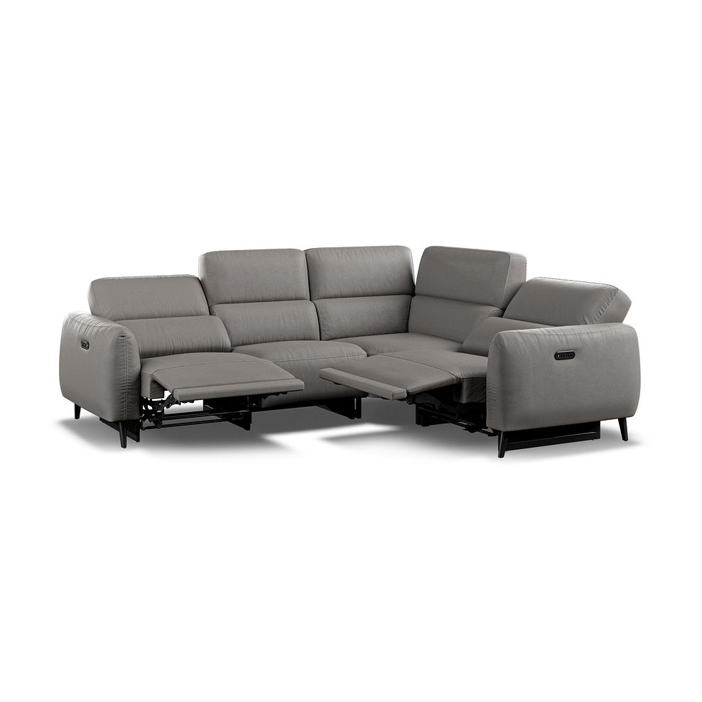 Juliette Right Hand Corner Sofa With Two Recliners and Power Headrest in Elephant Grey Leather Thumbnail 2