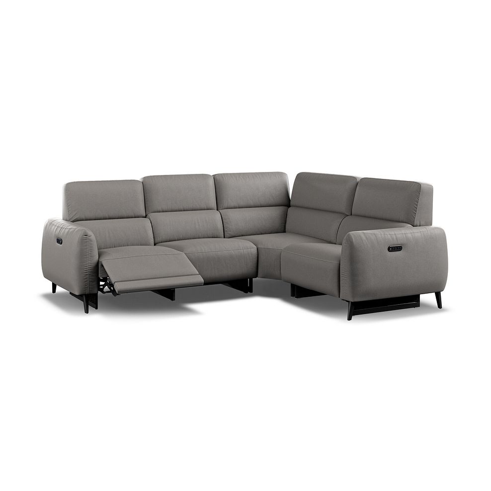 Juliette Right Hand Corner Sofa With Two Recliners and Power Headrest in Elephant Grey Leather Thumbnail 3