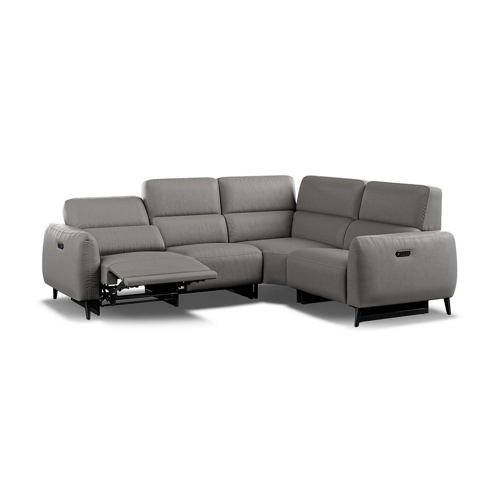Juliette Right Hand Corner Sofa With Two Recliners and Power Headrest in Elephant Grey Leather Thumbnail 4