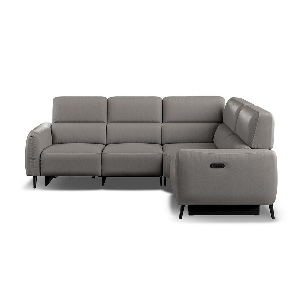 Juliette Right Hand Corner Sofa With Two Recliners and Power Headrest in Elephant Grey Leather 6