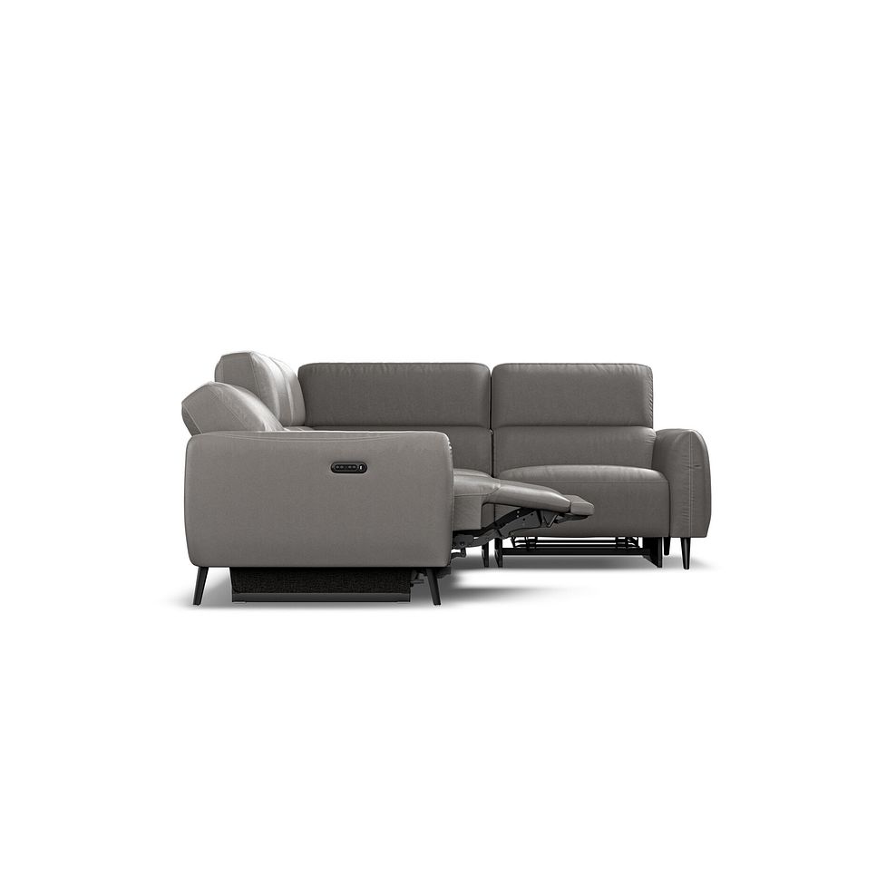 Juliette Right Hand Corner Sofa With Two Recliners and Power Headrest in Elephant Grey Leather 8
