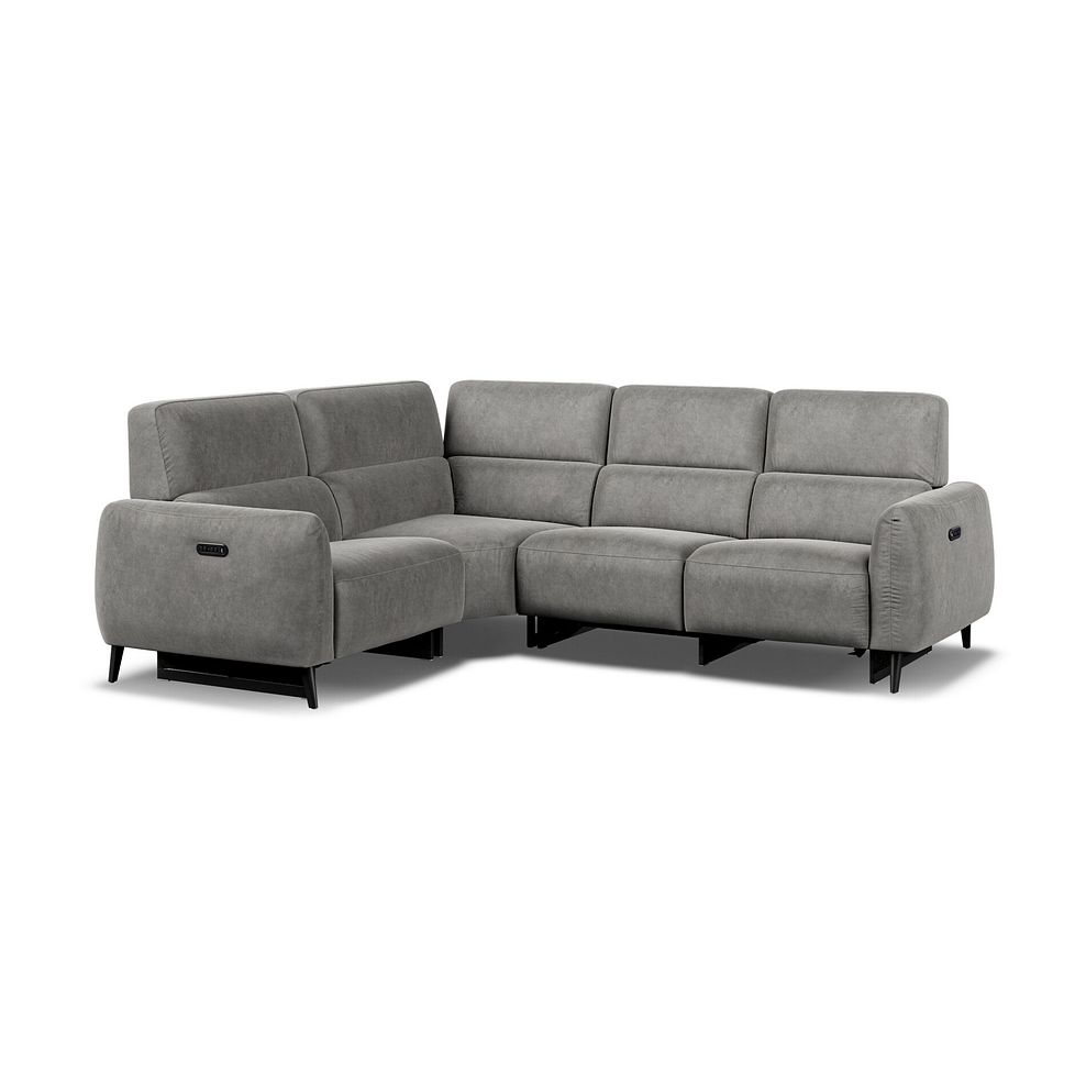 Juliette Right Hand Corner Sofa With Two Recliners and Power Headrest in Maldives Dark Grey Fabric