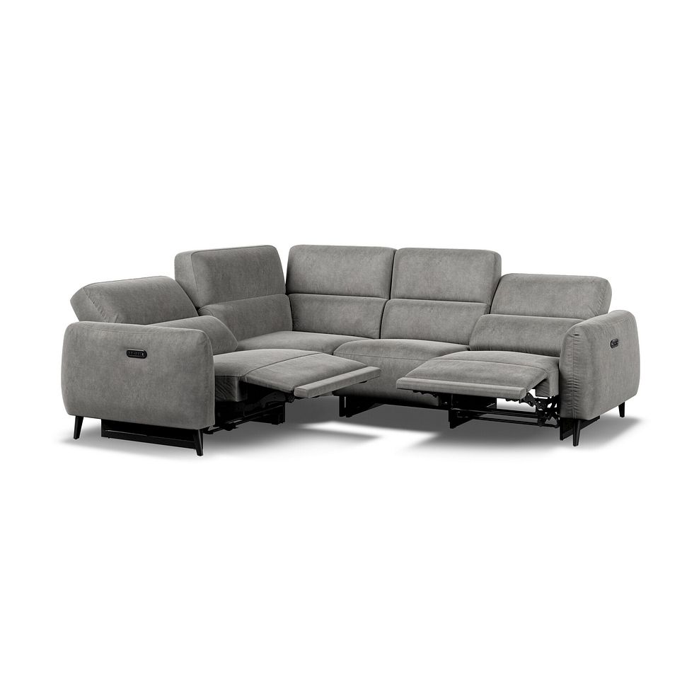 Juliette Right Hand Corner Sofa With Two Recliners and Power Headrest in Maldives Dark Grey Fabric 2