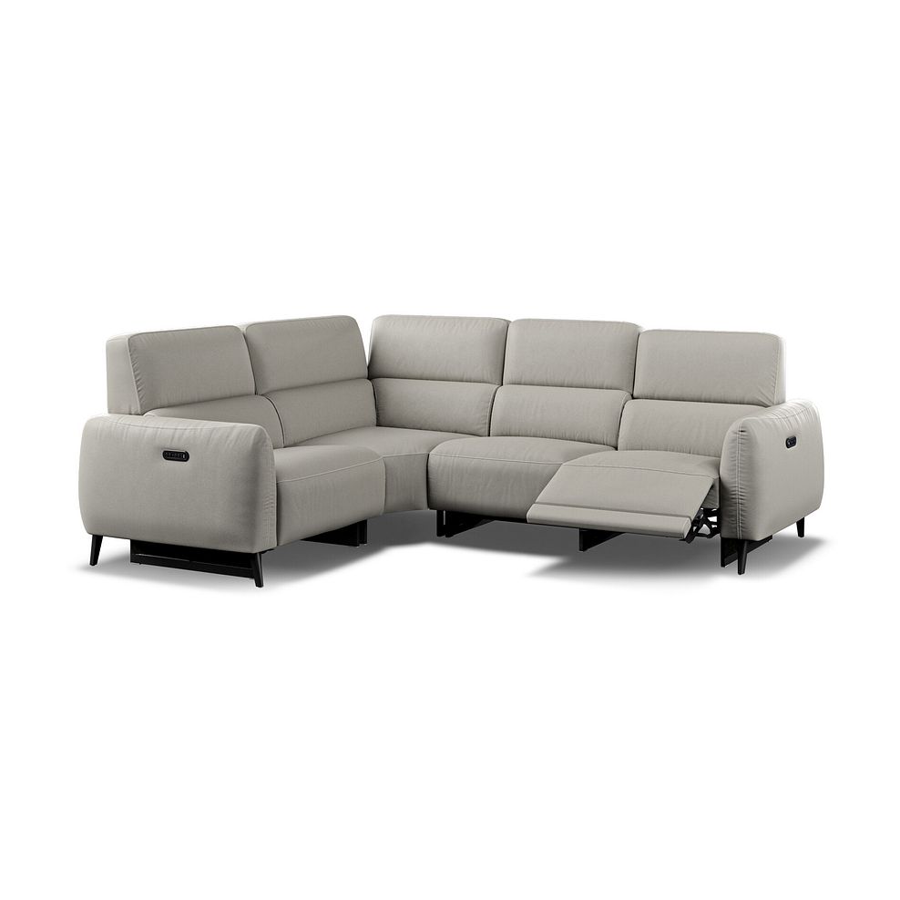 Juliette Right Hand Corner Sofa With Two Recliners and Power Headrest in Taupe Leather 3