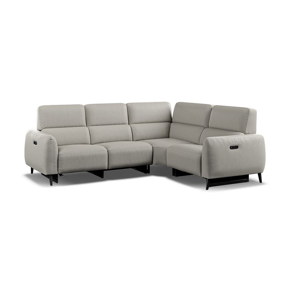 Juliette Right Hand Corner Sofa With Two Recliners and Power Headrest in Taupe Leather Thumbnail 1