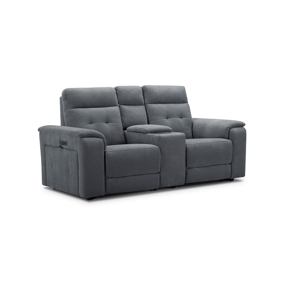 Juno 2 Seater Electric Recliner Sofa With Wireless Charging Console and Power Headrests in Amigo Coal Fabric 1